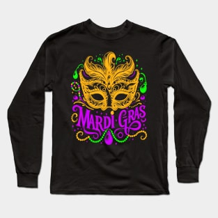 Mardi Gras Mask For Women Kids Men Long Sleeve T-Shirt